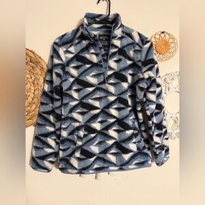 Billabong Blue, Black & White Tie-Dye Fleece Quarter-Zip